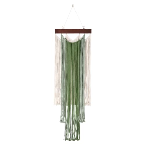 iHUFeather Macrame Wall Hanging Boho Wall Tapestry, Handmade Woven Wall Art for Living Room Bedroom Bohemian Home Decor 47.2" L x 15.7" W（ Green ） - Image 1