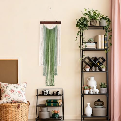 iHUFeather Macrame Wall Hanging Boho Wall Tapestry, Handmade Woven Wall Art for Living Room Bedroom Bohemian Home Decor 47.2" L x 15.7" W（ Green ） - Image 3