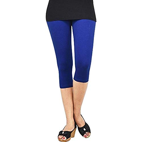FEELBLUE Premium Cotton Strachable Women's Casual/Gym/Sports 3/4th Capri,Combo Pack,Free Size Black-Royal - Image 3