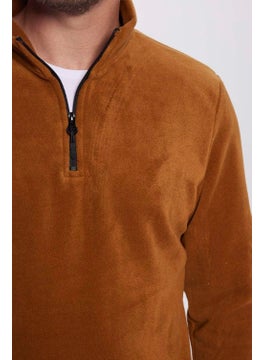 Men's Standard Fit Relaxed Cut Cold Proof Brick Color Stand Collar Polar Sweatshirt - pzsku/Z6B2A952854E6EF2EB4DEZ/45/_/1728912466/cdda1a21-ae02-4bcb-9cd3-2caa226ee469