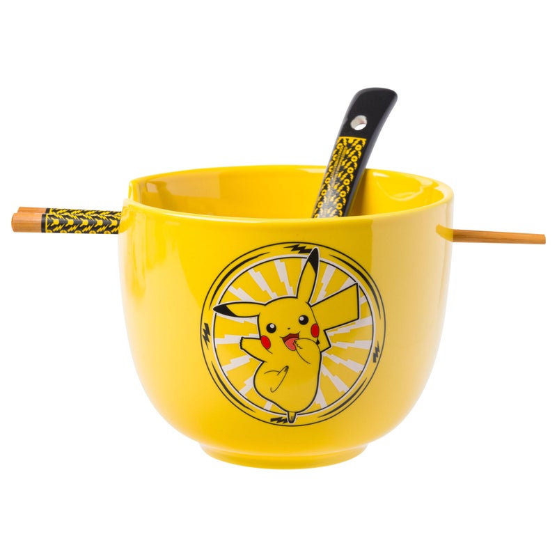 Silver Buffalo Silver Buffalo Pokemon Pikachu Electric Ceramic Ramen Noodle Rice Bowl with Chopsticks and Spoon  Microwave Safe  20 Ounces  - Image 5