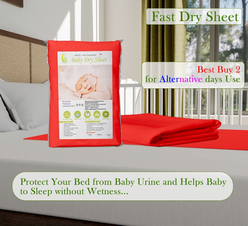 Daksh Baby Dry Sheet/Waterproof Sheet/Baby Sleeping Mat/Bed Protector/Quick Drying/Absorbent Dry Sheet (Large 40"x55"Inch)-Red - Image 5