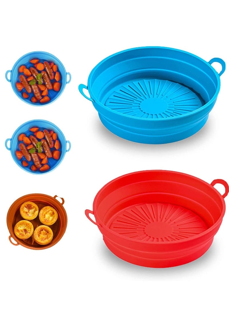 2 pack Air Fryer Silicone Pot Reusable 7.5 Inch Liners Round Food Safe Non-Stick Basket Oven Accessories Replacement Heat Resistant Easy Cleaning - Image 1