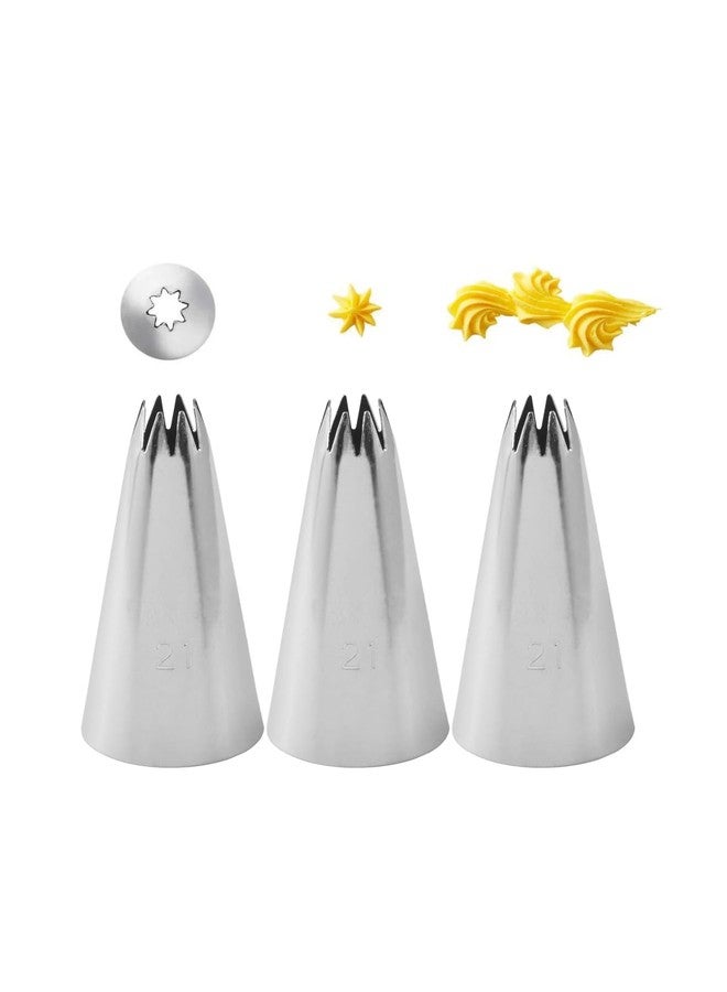 Bmaacye Open Star Cake Decorating Tip #21,Icing Piping Tip for Frosting,3 Pcs - Image 1