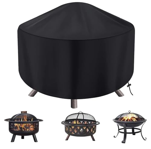 maobutte Round Fire Pit Cover for 22-34 Inch Firepit, Heavy Duty Outdoor Patio Fireplace Covers - Waterproof Dustproof Anti UV and Tear Resistant - Image 1