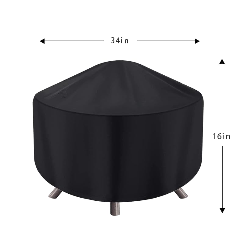 maobutte Round Fire Pit Cover for 22-34 Inch Firepit, Heavy Duty Outdoor Patio Fireplace Covers - Waterproof Dustproof Anti UV and Tear Resistant - Image 2