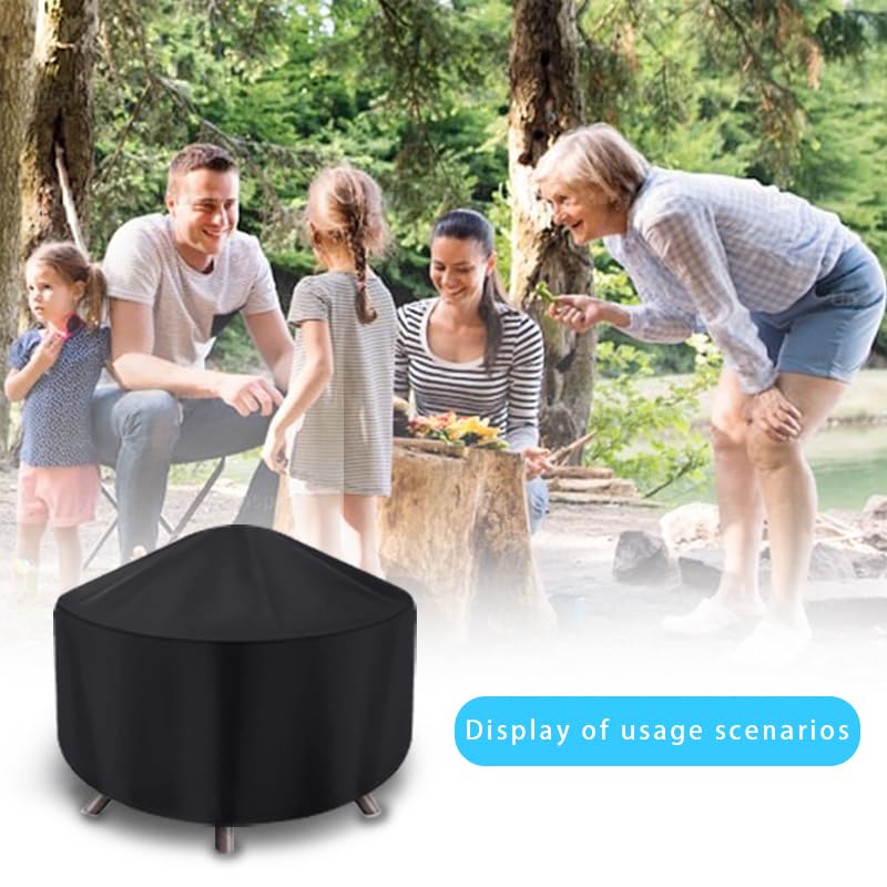 maobutte Round Fire Pit Cover for 22-34 Inch Firepit, Heavy Duty Outdoor Patio Fireplace Covers - Waterproof Dustproof Anti UV and Tear Resistant - Image 4