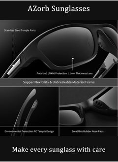 AZorb Polarized Sports Sunglasses for Men Women TPEE Material Men's Eye Sun Glassess UV400 Protection Shades for Cycling Driving Fishing Black  - Image 3