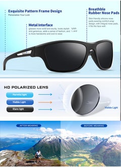 AZorb Polarized Sports Sunglasses for Men Women TPEE Material Men's Eye Sun Glassess UV400 Protection Shades for Cycling Driving Fishing Black  - Image 2
