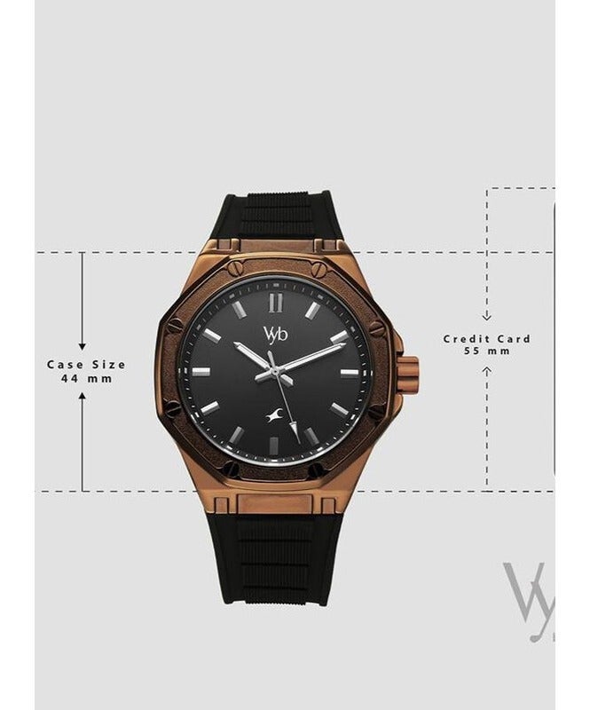 Fastrack Vyb Rebel By Titan Quartz Analog Black Dial & Silicone Strap Watch For Men fv30008qp01w - Image 3