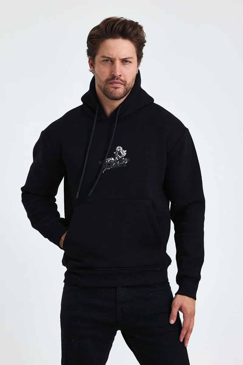 Cool Tarz Cool Style Men's Regular Fit Soft Polar Fleece Inside Drawstring Hooded Printed Sweatshirt