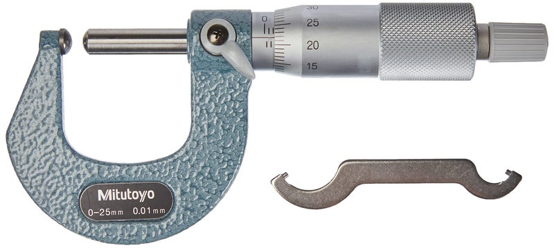 Mitutoyo 115-215 Spherical Face Micrometer, Ratchet Stop, 0-25mm Range, 0.01mm Graduation, +/-0.003mm Accuracy, Spherical Spindle - Image 4