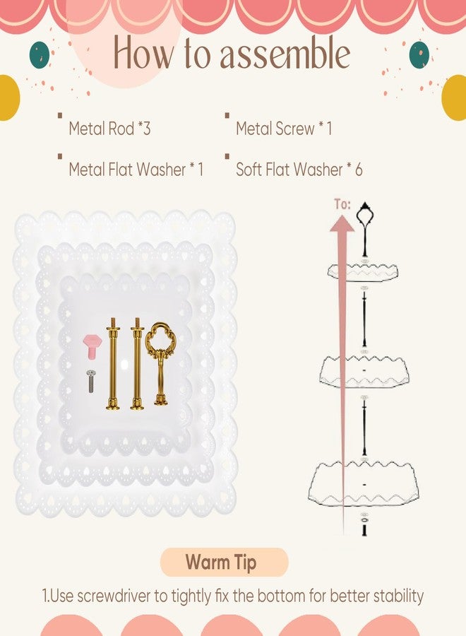 FillTouch 10 Pcs Dessert Table Display Set Including Cupcake Stand Holder Tier Tower, Serving Tray Combo, 21 Holes Lollipop Display Stand, Donut Bagel Stand, 3 Tier Large Shelf Risers, Food Clip - Image 5
