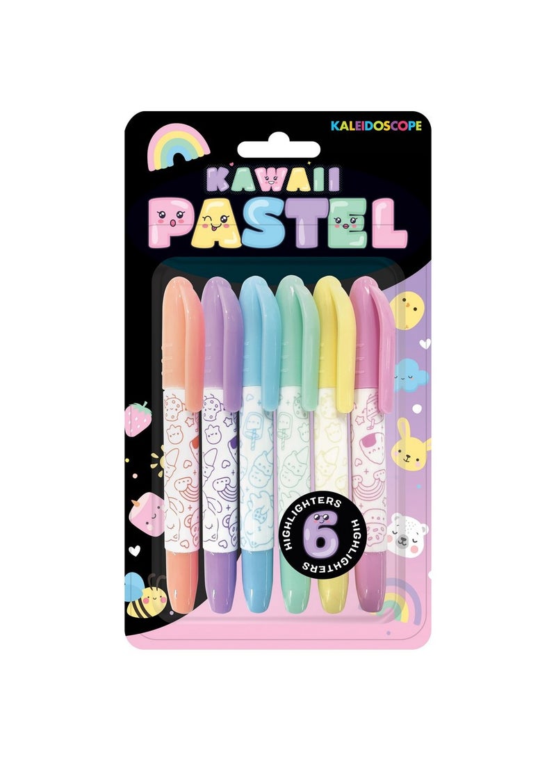Hinkler Kaleidoscope 6 Kawaii Pastel Markers - Soft Pastel Markers Set, Cute Kawaii Colors, Creative Art Supplies, Smooth Marker Inks, Ideal for Journals & Sketching