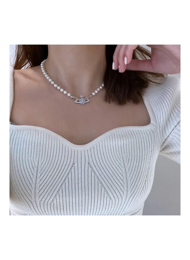 NIBEMINENT - Saturn Pendant Chained Necklace - Image 1