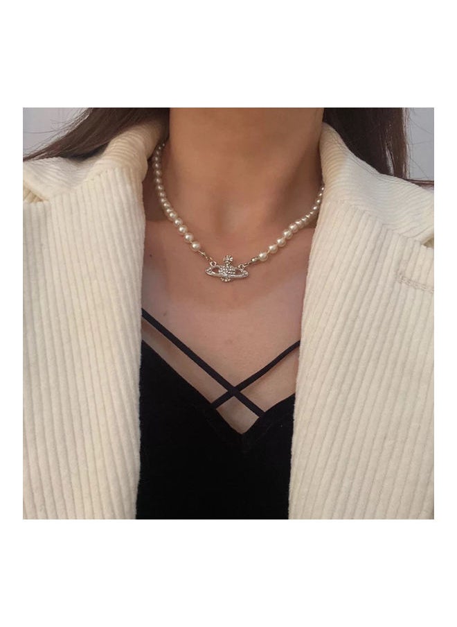 NIBEMINENT - Saturn Pendant Chained Necklace - Image 1