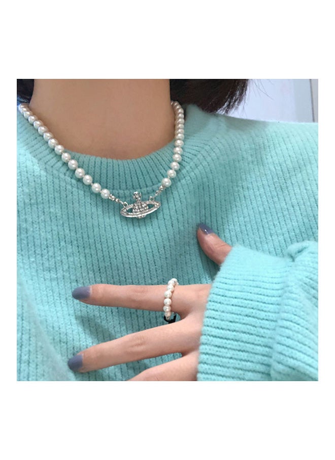 NIBEMINENT - Saturn Pendant Chained Necklace - Image 1
