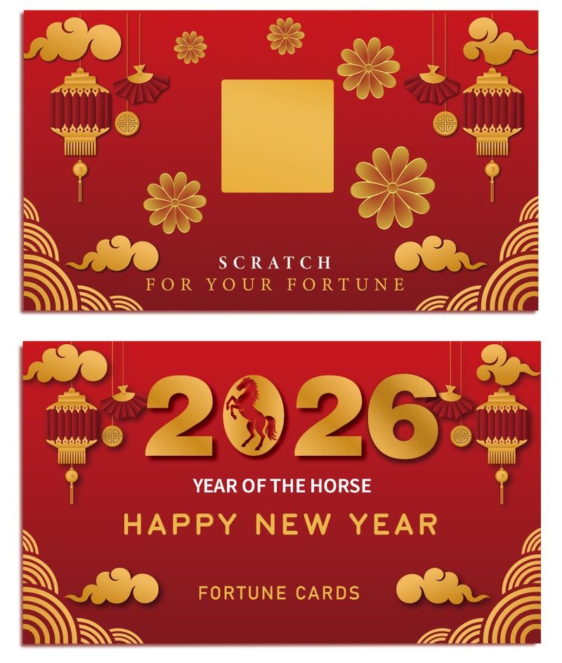 Ellzk 30 Count Chinese New Year 2026 Scratch Off Card Game Year of the Horse Fortune Cards Fun Activity for Lunar New Year Chinese New Years Celebration Party Office Party Decorations Favors - Image 3