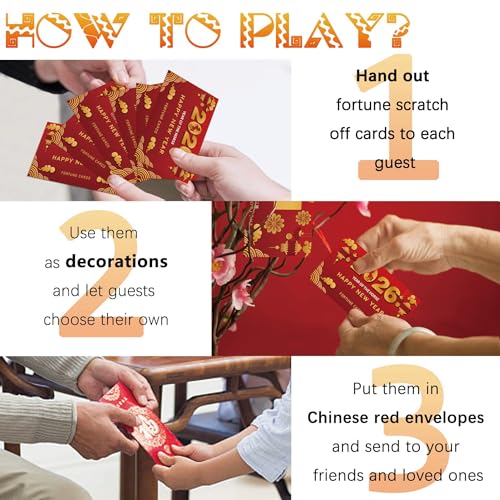 Ellzk 30 Count Chinese New Year 2026 Scratch Off Card Game Year of the Horse Fortune Cards Fun Activity for Lunar New Year Chinese New Years Celebration Party Office Party Decorations Favors - Image 5