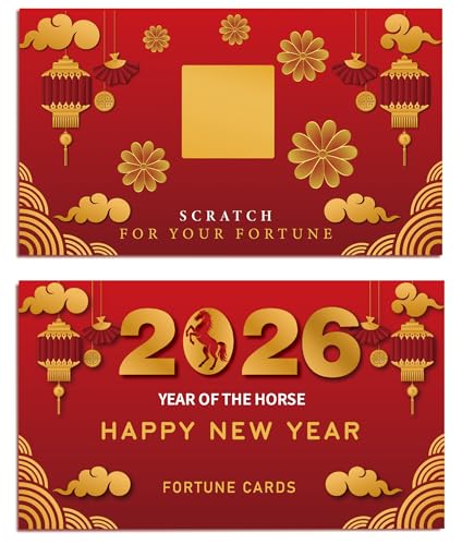 Ellzk 30 Count Chinese New Year 2026 Scratch Off Card Game Year of the Horse Fortune Cards Fun Activity for Lunar New Year Chinese New Years Celebration Party Office Party Decorations Favors - Image 1
