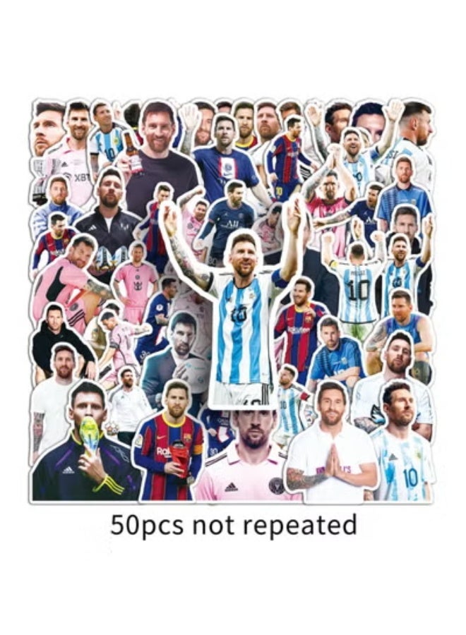 50 Stickers Featuring The Graffiti Design Of Football Star Messi. Suitable For Sticking On Guitar Notebooks Or Briefcases. Waterproof Stickers. - Image 1