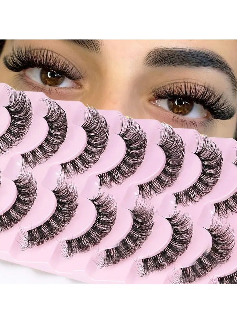 ORiTi 10 أزواج من الرموش الصناعية 6D فائقة النعومة مع تأثير عين القط رموش درامية مكياج تمديد الرموش - Image 1