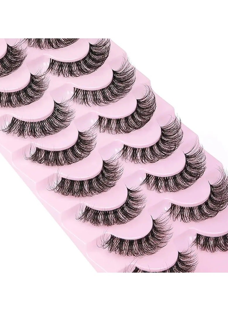 ORiTi 10 أزواج من الرموش الصناعية 6D فائقة النعومة مع تأثير عين القط رموش درامية مكياج تمديد الرموش - Image 2