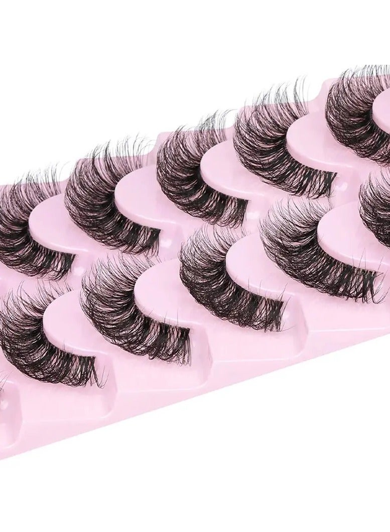 ORiTi 10 أزواج من الرموش الصناعية 6D فائقة النعومة مع تأثير عين القط رموش درامية مكياج تمديد الرموش - Image 4