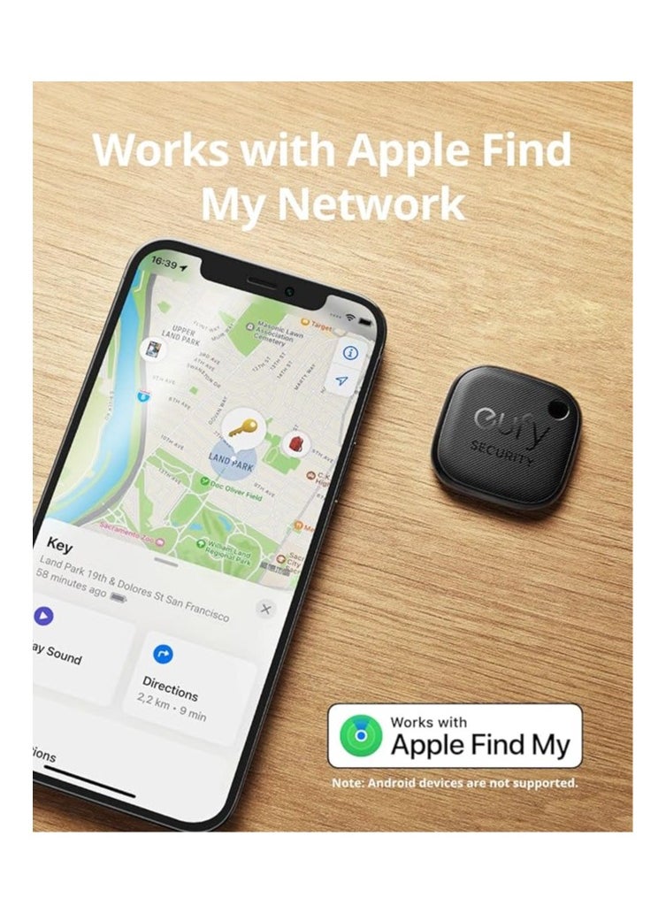 eufy - eufy Security SmartTrack Link (Black, 1-Pack), Android not Supported, Works with Apple Find My (iOS only), Key Finder, Bluetooth Tracker for Earbuds and Luggage, Phone Finder, Water Resistant - Image 1
