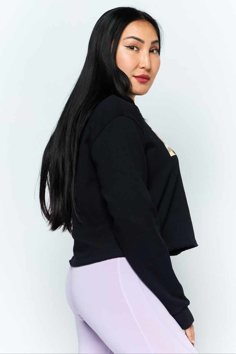 HUGO by Hugo Boss Women Long Sleeve Brand Logo Hoodies, Black  - Image 3