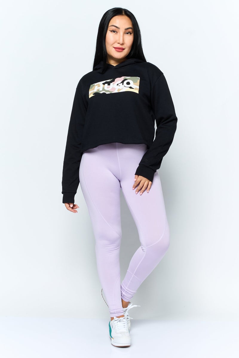 HUGO by Hugo Boss Women Long Sleeve Brand Logo Hoodies, Black  - Image 2