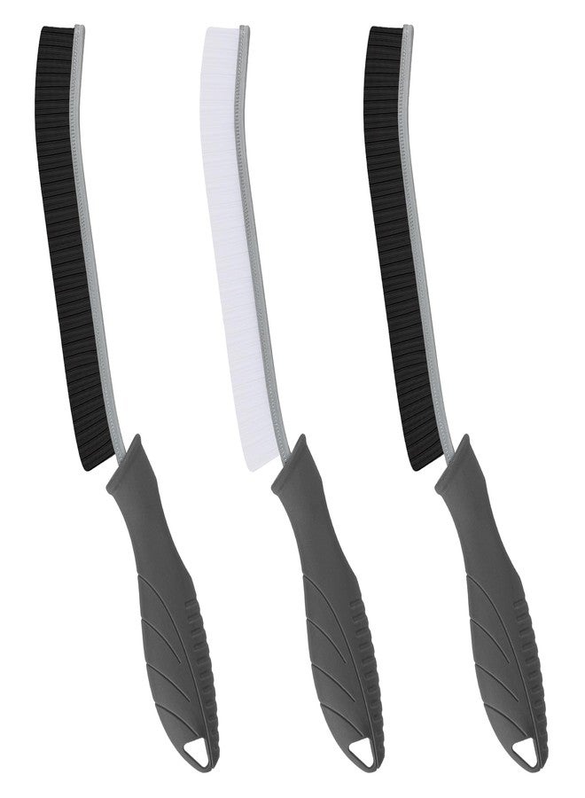 FOOGWEE Hard Bristle Crevice Cleaning Brush - Cleaning Supplies - Grout Cleaning Brushes for Household Use - Crevice Cleaning Tool for Bathroom, Home and Kitchen (3, Grey) - Image 1