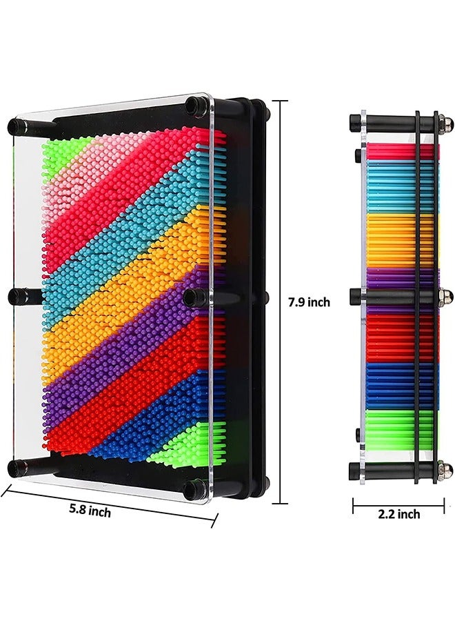 3D Pin Art Toy, Colorful Plastic Pin Art Board Large Size 8 x 6 in, Classic Desktop Novelty Sculpture Impression Needle Art Toy  - Image 2