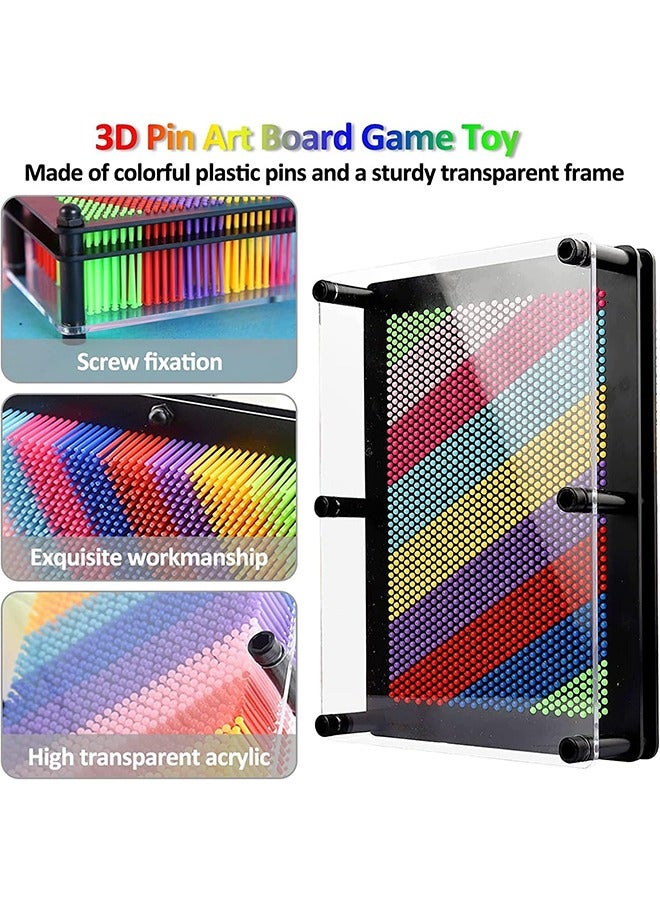 3D Pin Art Toy, Colorful Plastic Pin Art Board Large Size 8 x 6 in, Classic Desktop Novelty Sculpture Impression Needle Art Toy  - Image 3