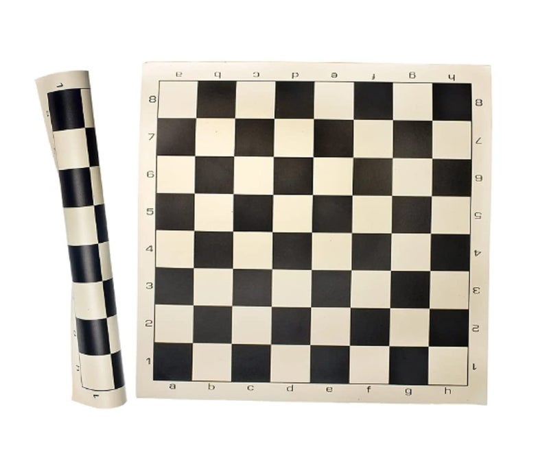 Canbee Chess Pieces and Chess Mat Green or Black Wood Polished 16 Black and 16 Creemy White and 18..2' x18.2' Vinyl Foldable Roll-up Matt Wooden 32 Coins 5.7cm King (Chess MAT Black ONLY) - Image 3