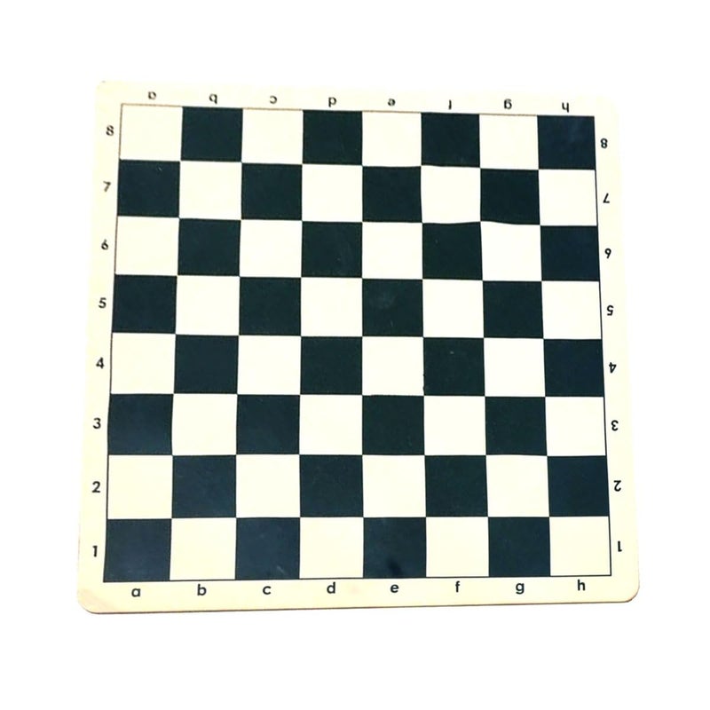 Canbee Chess Pieces and Chess Mat Green or Black Wood Polished 16 Black and 16 Creemy White and 18..2' x18.2' Vinyl Foldable Roll-up Matt Wooden 32 Coins 5.7cm King (Chess MAT Black ONLY) - Image 1