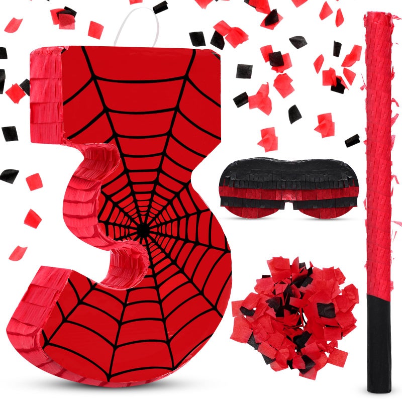 WinnerWhy Number 3 Spider Piata Bundle with Blindfold and Bat Comic Hero Small Piata Birthday Party Decoration for Mexican Fiesta Cinco De Mayo Anniversary Celebration Gift 1575 x 11 x 28 in - Image 3