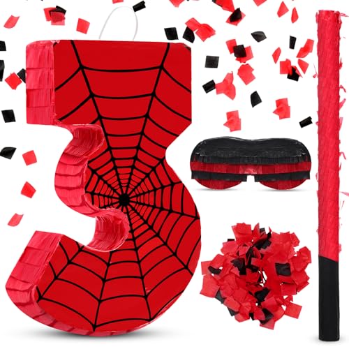 WinnerWhy Number 3 Spider Piata Bundle with Blindfold and Bat Comic Hero Small Piata Birthday Party Decoration for Mexican Fiesta Cinco De Mayo Anniversary Celebration Gift 1575 x 11 x 28 in - Image 1