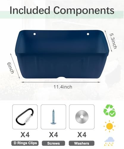 HamyHo Chicken Feeders 2 Pack Duck Feeders and Waterers Hanging Poultry Water Feeder Livestock Fence Feeder Feed Trough and Waterer Bucket with Clips Blue - Image 3