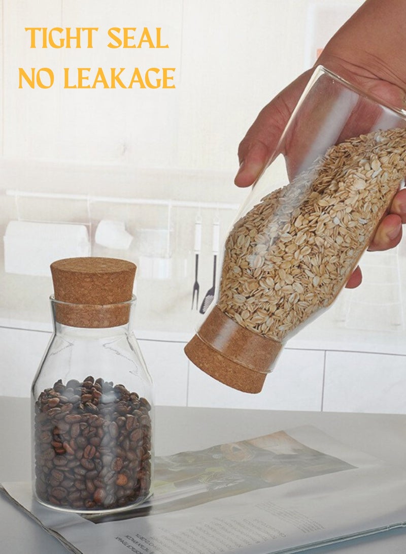 GoldenLike Storage Glass Jar Set Food Storage Tank With Wooden Lid Clear Nut Storage Tank Airtight Container Kitchen Jars for Cereal Sugar Pasta Coffee Beans, 3 Set,  600ml/900ml/1200ml - Image 3