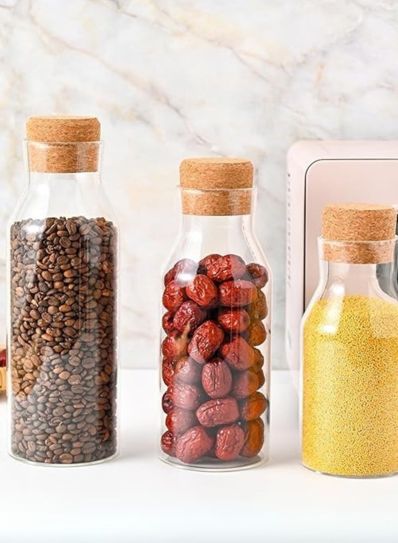GoldenLike Storage Glass Jar Set Food Storage Tank With Wooden Lid Clear Nut Storage Tank Airtight Container Kitchen Jars for Cereal Sugar Pasta Coffee Beans, 3 Set,  600ml/900ml/1200ml - Image 4