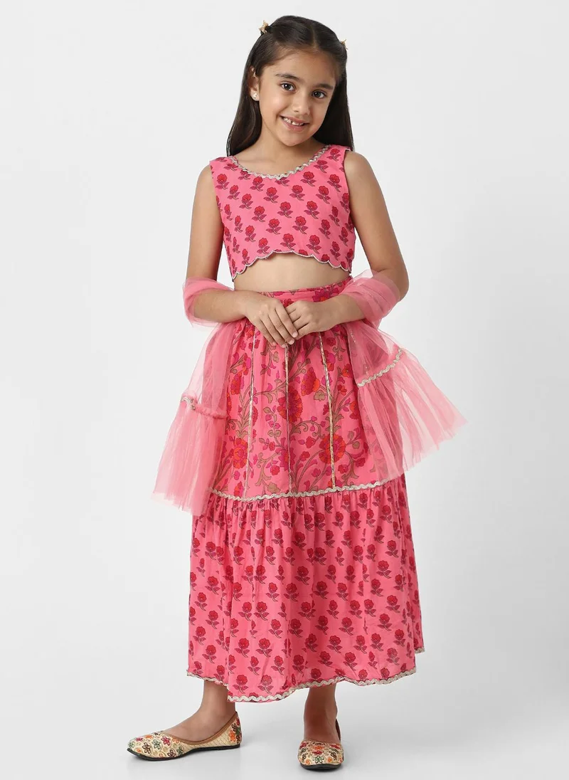 Nautinati Nautinati Girls’ Choli and Ghagra Set with Dupatta