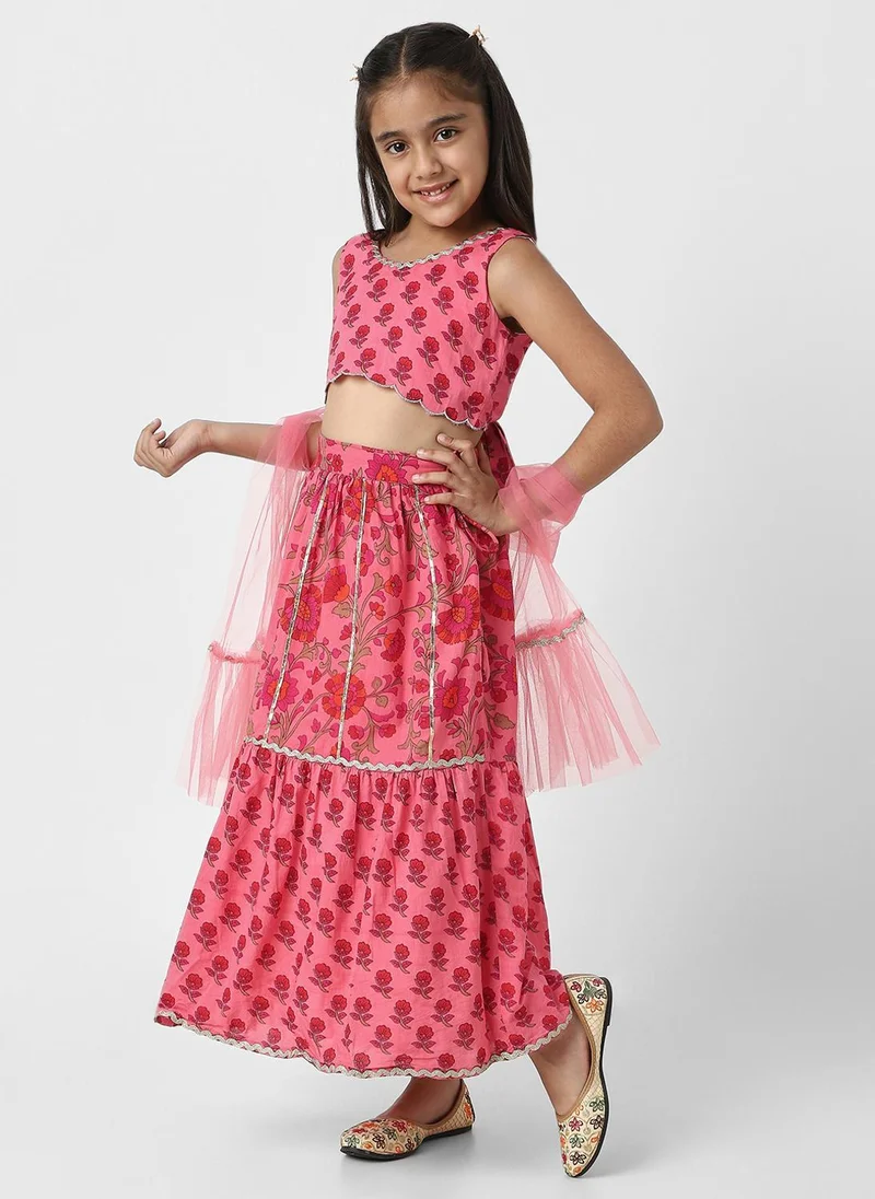 Nautinati Nautinati Girls’ Choli and Ghagra Set with Dupatta