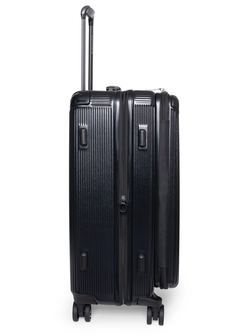 GIORDANO black Giordano Titanx Front Opening PC Hardshell Unbreakable Luggage Set Black, Expandable, Secure Lock, 4 Double Wheels Travel Lugggage, Laptop Compartment on Small Carry-on Cabin Luggage, Checked Luggage  | Best Price UAE
