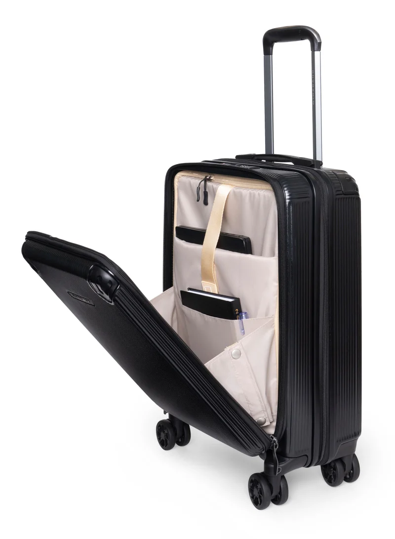 جيوردانو حقيبة سفر جيوردانو تايتانكس سوداء صلبة قابلة للتوسيع بقفل آمن وعجلات مزدوجة ومقصورة كمبيوتر محمول للأمتعة الصغيرة والكبيرة