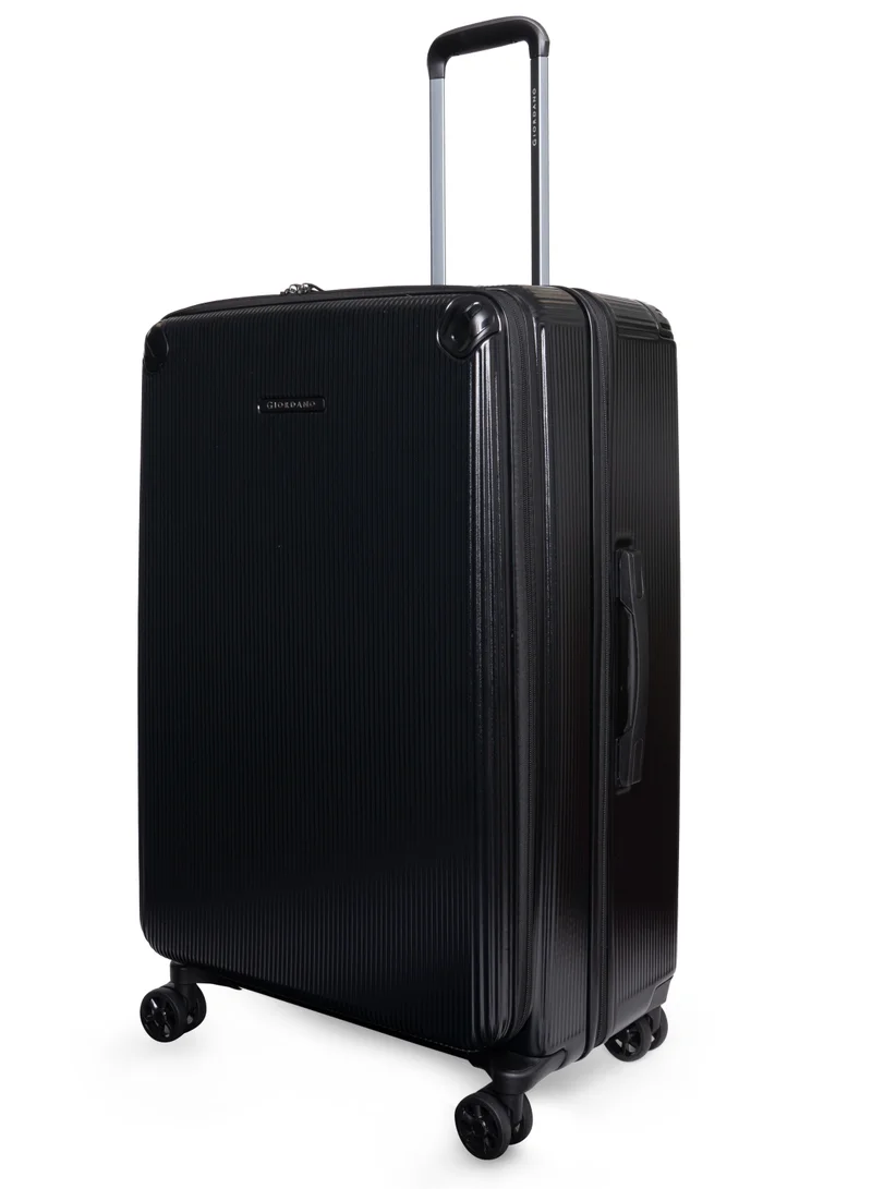GIORDANO black Giordano Titanx Front Opening PC Hardshell Unbreakable Luggage Set Black, Expandable, Secure Lock, 4 Double Wheels Travel Lugggage, Laptop Compartment on Small Carry-on Cabin Luggage, Checked Luggage  | Best Price UAE