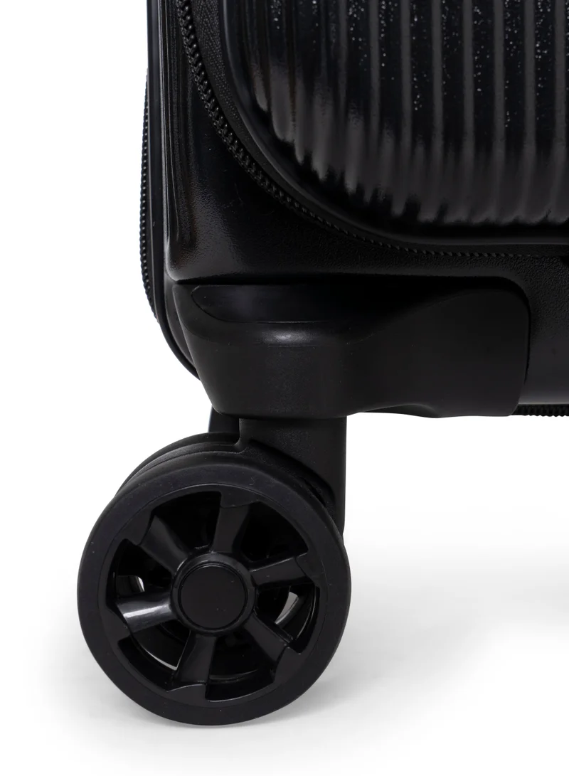 GIORDANO black Giordano Titanx Front Opening PC Hardshell Unbreakable Luggage Set Black, Expandable, Secure Lock, 4 Double Wheels Travel Lugggage, Laptop Compartment on Small Carry-on Cabin Luggage, Checked Luggage  | Best Price UAE