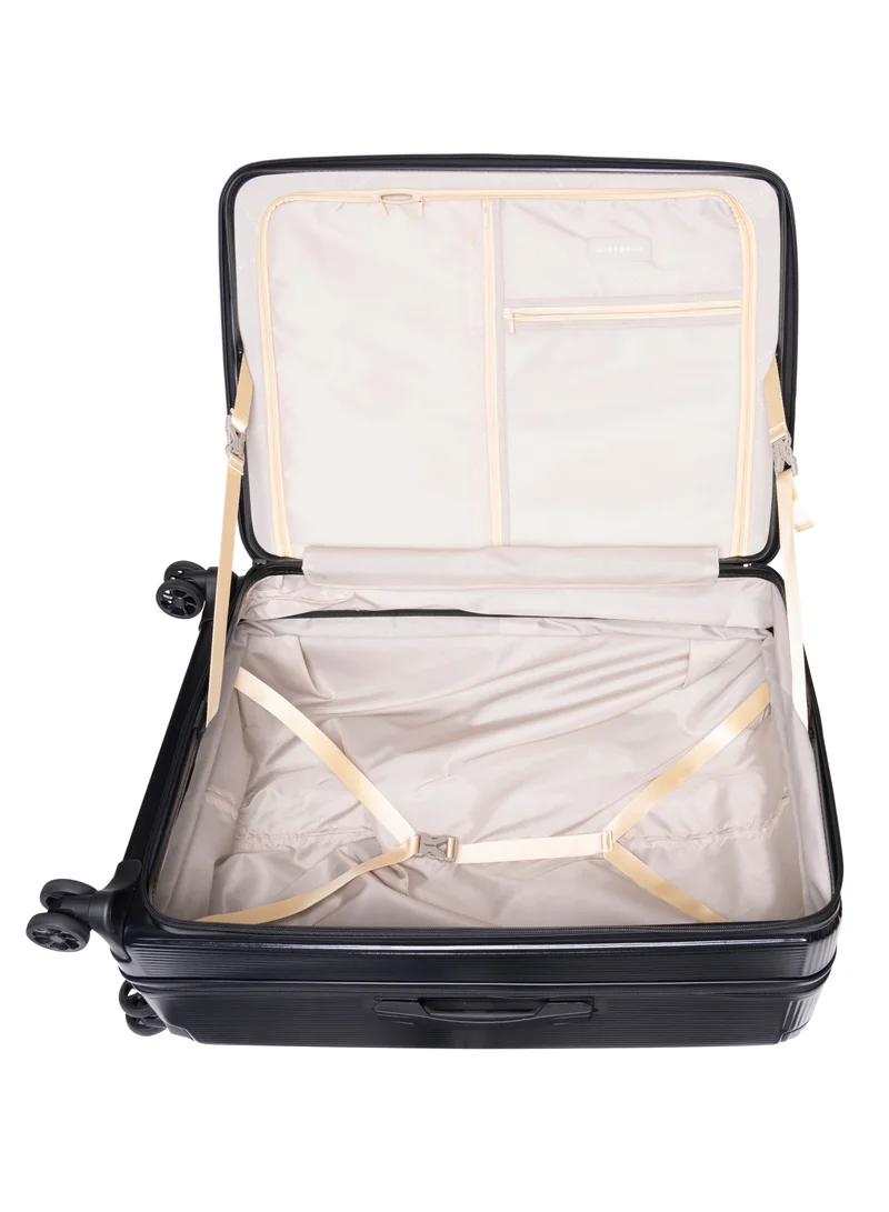 GIORDANO black Giordano Titanx Front Opening PC Hardshell Unbreakable Luggage Set Black, Expandable, Secure Lock, 4 Double Wheels Travel Lugggage, Laptop Compartment on Small Carry-on Cabin Luggage, Checked Luggage  | Best Price UAE