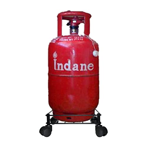 D&V ENGINEERING - Creative in innovation D&V Engineering Metal Heavy Duty Easy Movable LPG Cylinder Trolley, Gas Cylinder Stand with Wheels - Black (Square) - Image 1