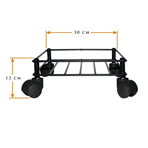 D&V ENGINEERING - Creative in innovation D&V Engineering Metal Heavy Duty Easy Movable LPG Cylinder Trolley, Gas Cylinder Stand with Wheels - Black (Square) - Image 3